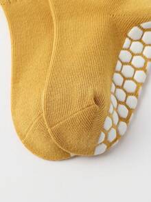 3pairs/set Infant Non-slip Gel Socks With Vertical Stripes & Ruffle Cuff & Round Collar, Comfortable And Versatile For Everyday Wear - Multicolor - View 7