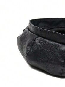 1件女式純色pu皮貝雷帽,黑色復古英式八角帽,休閒風格 - 黑色 - 查看 5