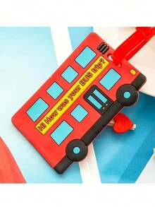 1入組卡通硅膠行李標簽,適用於登機,掛起,報到 - 紅色巴士 - 查看 7