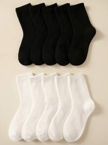 10對優質童款中筒袜，富有彈性、親膚舒適且多樣化，適用於返校季穿搭