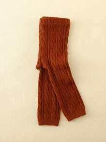 1pc Baby Knitted Woolen Warm Cropped Tights - Chocolate Brown - View 3