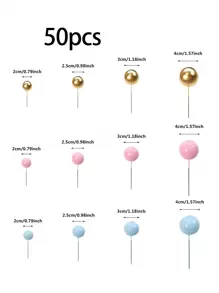 50pcs Mixed Size Gold Foam Balls For Cake Decoration, Back To School Valentine Day