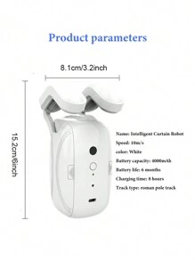 2 Pcs Curtain Smart Electric Motor, Opener Motor, For Curtain Rod And Rail, Remote Control Operation, Suitable For Home Bedroom, Roman-Shaped Track Halloween Gift - White - View 7