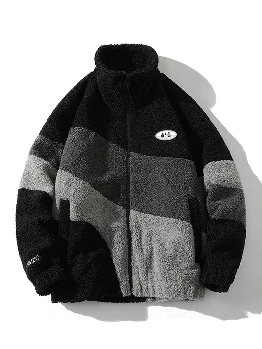 Chaqueta Sudadera De Forro Polar Grueso Para Hombre - Negro - Ver 1