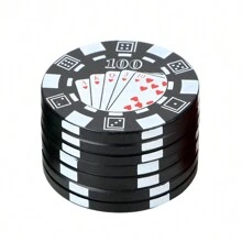 1pc Herb Cutter Poker Chip Style  Grinder Smoking Pipe Accessories 3-layer Spice Cutter Cigarette Accessories Gadget - Black - View 1