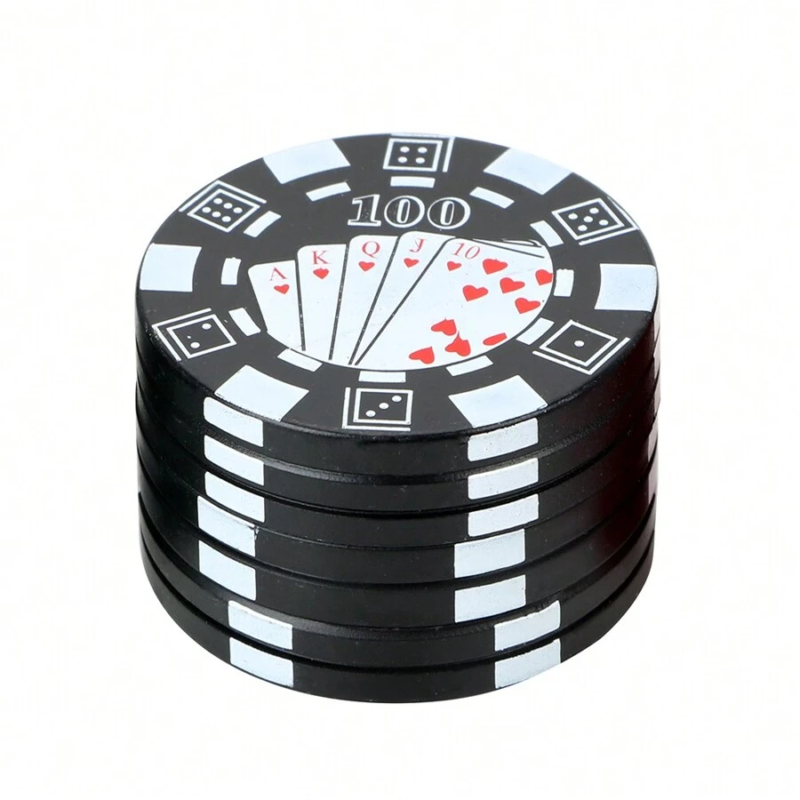 1pc Herb Cutter Poker Chip Style Grinder Smoking Pipe Accessories 3-layer Spice Cutter Cigarette Accessories Gadget - Black - View 1
