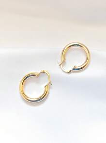 Smooth Hoop Earrings 18k Laminated Gold - Gold - View 5