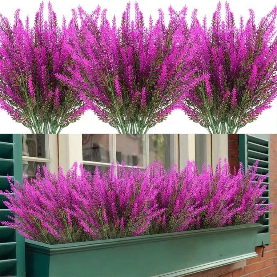5 Bundles Green Lavender Artificial Flowers - Green - View 1