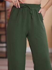 Women Pants - 軍綠色 - 查看 6