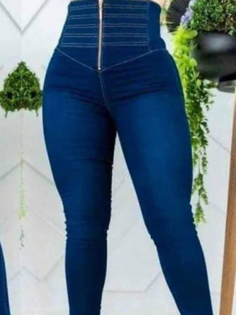 PANTALON MEZCLILLA COSTILLERO - Azul lavado oscuro - Ver 1