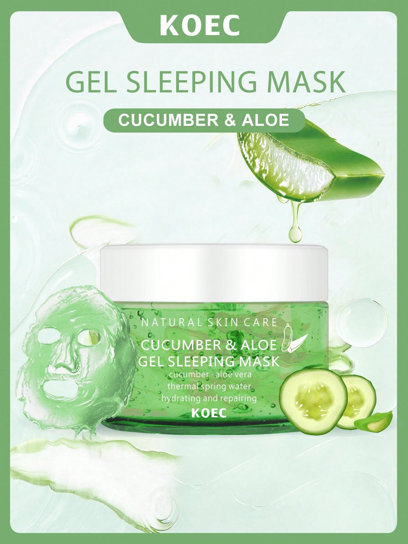 KOEC Moisture Cucumber Aloe Vera Gel Sleeping Mask 150g Overnight Skin
