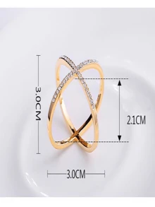 几何X型真丝围巾扣时尚百搭个性化简约水钻披肩打结扣男女款