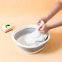 1pc Portable Multi-functional Laundry Basket Suitable For Students' Dormitory With Face Washing Basin, Clothes Drying Rack, Foldable Foot Bath Basin, Work Clothes Basket - White - View 5