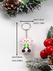 7pcs/set Cartoon Santa Claus Pvc Keychain For Christmas - Multicolor - View 6