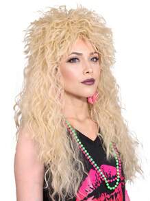 Natural Looking 24 Inch Long Blonde Wavy Sexy Women's Heat Resistant Synthetic Hair Wig for Daily Party Use or Disco Hippie Rocking 80s 90s Theme Party and Halloween Rocker Heavy Metal 80's 1980s Costume Wigs - Gold - View 4