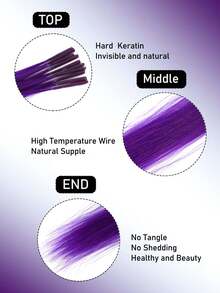 Extensiones De Cabello Sintético Con Punta En I, 16 Pulgadas, 10 Hebras, En Varios Colores, Sin Clips, Adecuadas Para Mujeres A La Moda Como Accesorio Para El Cabello De Color Violeta - Morado Violeta - Ver 2
