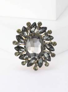 1pc Zinc Alloy Small Glass Crystal Decor Brooch - Black - View 1