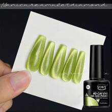 Voky閃亮的9d寬磁性凝膠指甲油,含有閃亮綠色紫外光凝膠,琺瑯,聚合凝膠,美麗的鑲嵌貓眼指甲凝膠