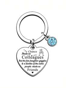 1pc Coworker Keychain Colleague Gift For Workmate Xmas Appreciation Leaving Away Promotion Birthday Retirement Gift Key Ring - Silver - View 1