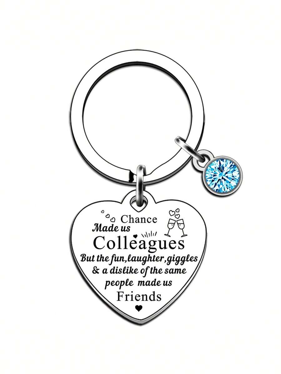 1pc Coworker Keychain Colleague Gift For Workmate Xmas Appreciation Leaving Away Promotion Birthday Retirement Gift Key Ring - Silver - View 1