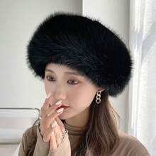帽-女性冬季毛茸茸保暖戶外帽子 - 黑色 - 查看 2