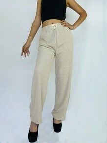PANTALÓN HOLGADO CASUAL Y LIGERO PARA EL DÍA A DÍA. - Beis - Ver 1