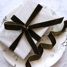 1卷黑色天鵝絨/緞帶禮物包裝絲帶,diy聖誕裝飾必备 - 黑色 - 查看 5