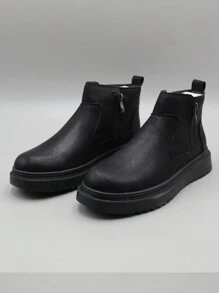 Męski Okrągłe noski Wsuwane Buty za kostkę Buty Chelsea Motocykl Buty za kostkę Na grubej podeszwie Zima Na wolnym powietrzu obuwie PU Skóra Buty do kostki Zima , Rozmiar 39-44