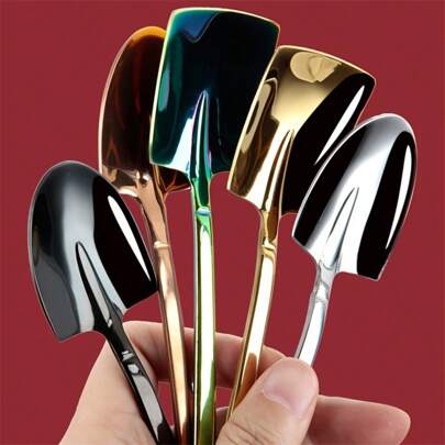 10 Cucharas De Helado De Acero Inoxidable, Perfectas Para Postres, Té, Café Y Más, Diseño De Pala Creativo Para Uso En El Hogar, La Cocina Y El Restaurante
