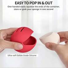 1個化妝海綿座,雙面透氣矽膠美容混合器座,適合旅行,防摔防震的化妝海綿旅行盒適用於所有海綿,易於攜帶