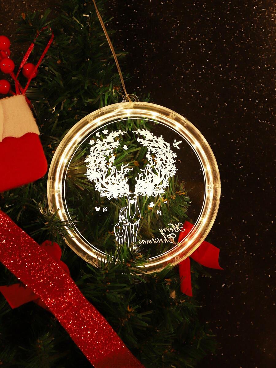 Christmas-themed Led Atmosphere Lamp - Reindeer Design - Christmas round LED atmosphere light-Elk - View 1