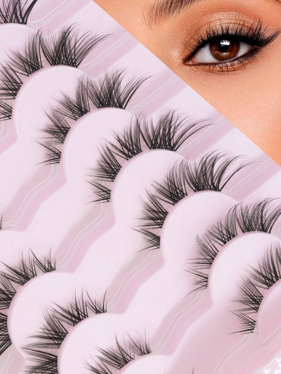 Cat Eye Lashes Natural False Eyelashes Cluster Lashes Look Clear Band Lashes Pack Light Volume Soft Strip Fake Eye Lashes 7 Pairs Multipack - Cat Eye Lashes - View 1