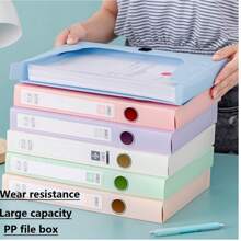 1pc A4 Size Archive Box With Closure For Documents, Files, Vouchers, And Office Supplies Organization And Storage - Baby Blue - View 4