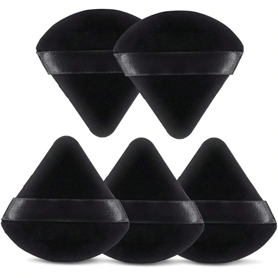 BATENG 5PCS Makeup Puff Loose Powder Puff All Black Triangular powder puff - Black - View 1