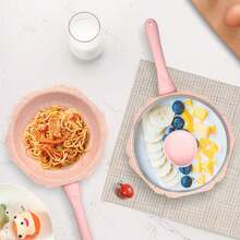 Juego de 4 sartenes y ollas de cerámica antiadherentes para lavavajillas, mini cacerola de vapor, para cocinar alimentos para bebés, niños - Rosa - Ver 4