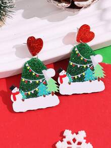 2入組女式聖誕帽形亞克力耳環,節日派對珠寶禮物