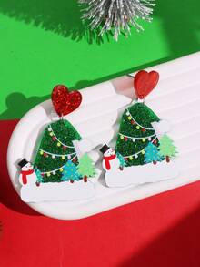 2入組女式聖誕帽形亞克力耳環,節日派對珠寶禮物