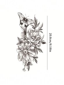 1入防水暗黑色玫瑰刺青貼紙