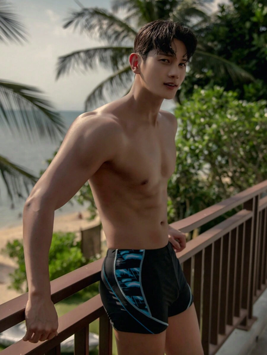 Nam SPA Nhanh khô Quần bơi Trunk Với In Thiết kế - Nhiều màu - Xem 1