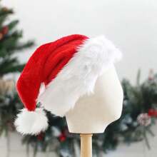 1pc Christmas Hat, Adult Style Christmas Hat, Kids Style Christmas Hat,Christmas Party Decoration, Christmas Party Hat, Plush Christmas Hat Halloween