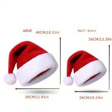 1pc Christmas Hat, Adult Style Christmas Hat, Kids Style Christmas Hat,Christmas Party Decoration, Christmas Party Hat, Plush Christmas Hat Halloween