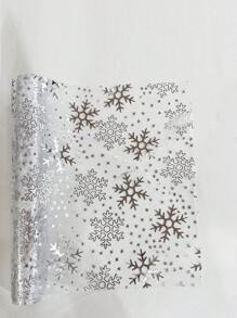 1pc 28x300cm Net Yarn Gold Foil Table Runner Snowflake & Deer Head Sequin Flash Net Roll, For Party/Wedding/Christmas Dinner Table Decor,Christmas - Silver - View 2