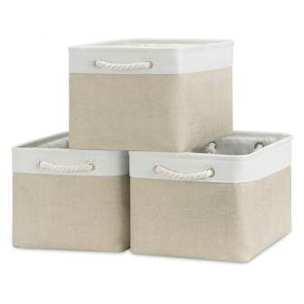1pc/3pcs Fabric Storage Basket, Foldable Linen Storage Box, Nursery Foldable Shelf Basket, Closet Bedroom Organizer