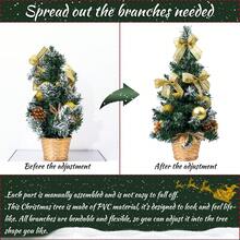 Mini Artificial Christmas Tree With Pinecones And Berries, 40cm, Braided Pot Base, Great For Christmas Decoration, Home, Kitchen, Dining Table (gold) - Gold - View 3