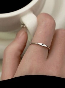 1個時尚字母首飾戒指女性經典簡約開口指環,適用於女士派對珠寶禮物