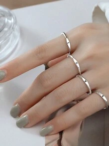 1個時尚字母首飾戒指女性經典簡約開口指環,適用於女士派對珠寶禮物