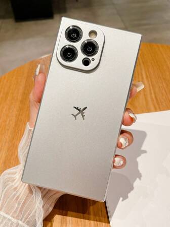 1pc New Sprayed Oil Painting Skin Electroplated Airplane Logo Right Angle 3D Anti-Drop TPU Phone Case Protective Cover Compatible With Apple