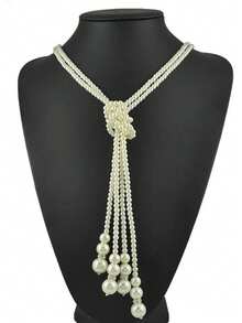 時尚復古長珍珠項鍊毛衣鏈適合女士日常佩戴、派對或節日配件