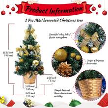 Mini Artificial Christmas Tree With Pinecones And Berries, 40cm, Braided Pot Base, Great For Christmas Decoration, Home, Kitchen, Dining Table (gold) - Gold - View 2