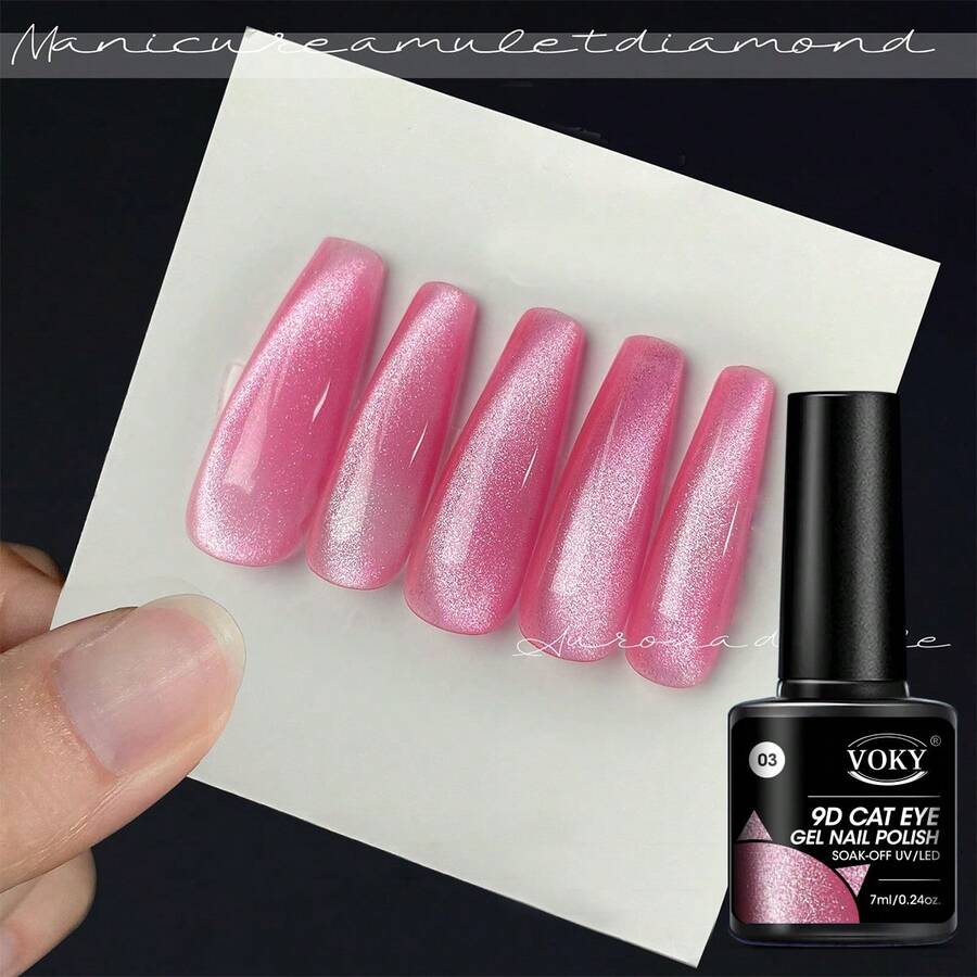 VOKY 9D 闪亮宽猫眼磁性凝胶，抛光 UV 凝胶珐琅漆，美丽水晶猫眼指甲凝胶